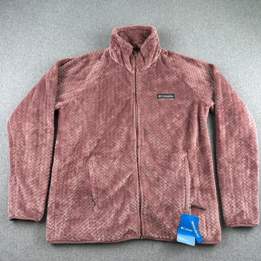 Columbia Fleece Jacket Womens L Pink Ruby Lake Full Zip Regular Fit Textured NWT